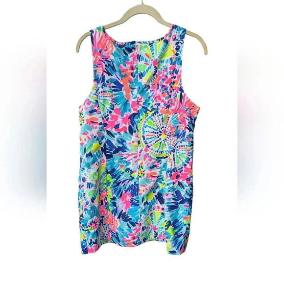 Lilly Pulitzer Adara Shift Multicolor Chest Crochet Tropical Preppy Dress, 12 - Picture 2 of 7